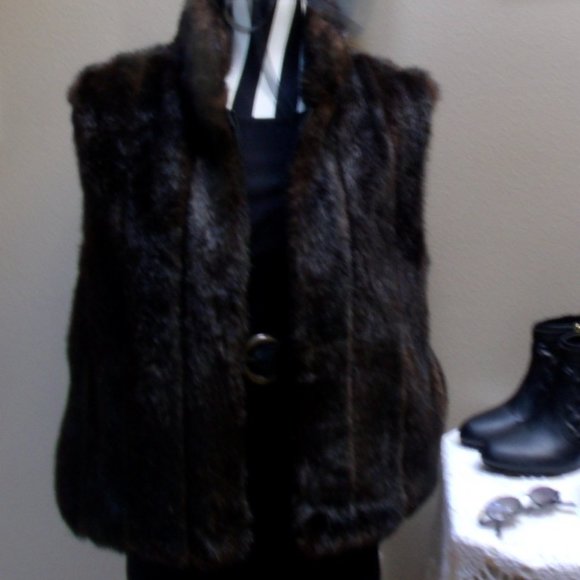 FAUX VEGAN MINK FUR REVERSIBLE VEST Sz M - Picture 5 of 10